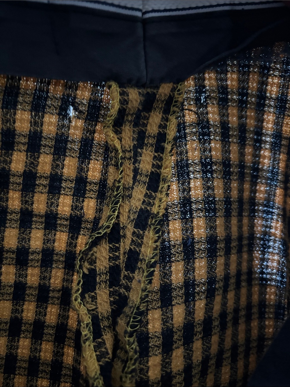 Vintage Yellow and Black Check Cotton Bottoms with flaws. - Picture 8 of 16
